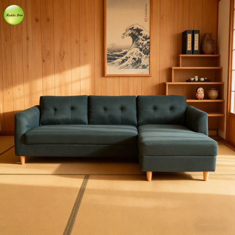 Linen Fabric L-Shape Corner Sofa For Living Room Space-Saving Furniture Convertible Sleeping Pull-Out Sofa Bed