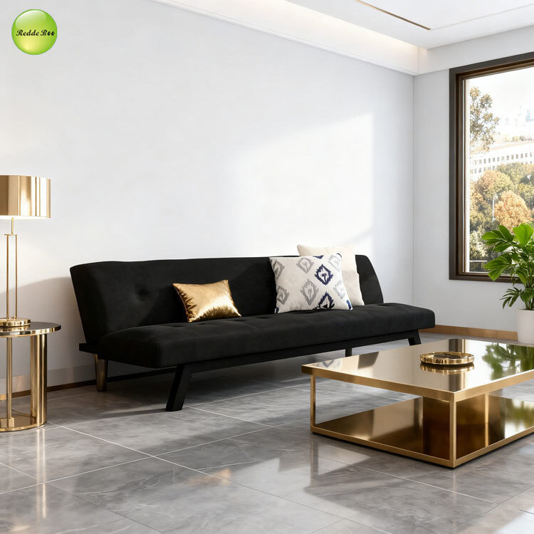 Luxury Velvet 3 Seater Armless Living Room Sofa Convertible Sleeping Foldable Sofa Bed For Small Apartment