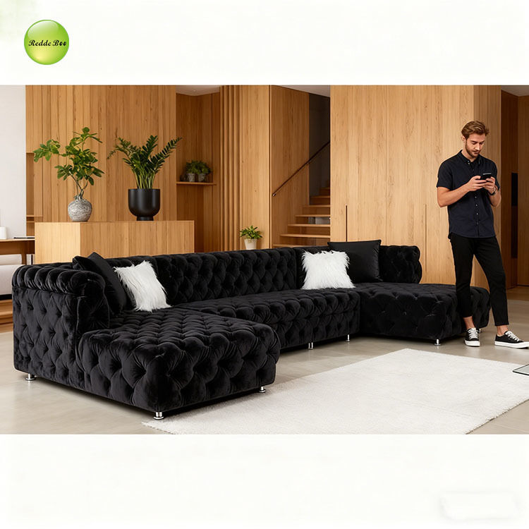 Velvet Oversized Sectional: Full-Tufted, Modern Art Accent – Ideal for Luxe, Bold Contemporary Interiors