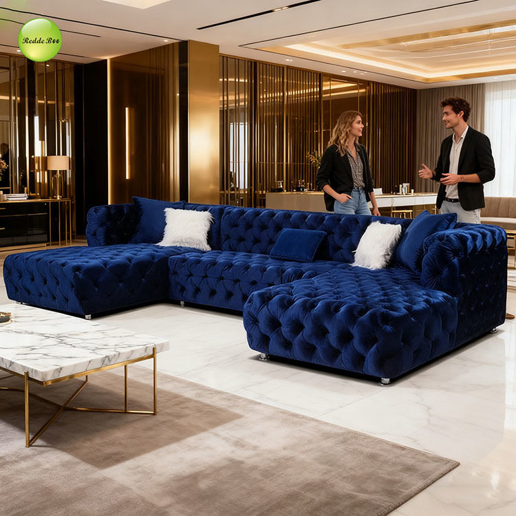 Velvet Oversized Sectional: Full-Tufted, Modern Art Accent – Ideal for Luxe, Bold Contemporary Interiors