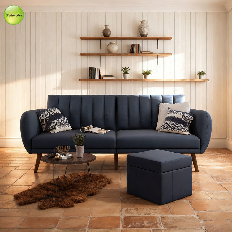 Minimalist Style 3 Seater Linen Fabric Sofa Space-Saving Living Room Furniture Convertible Sleeping Foldable Sofa Bed
