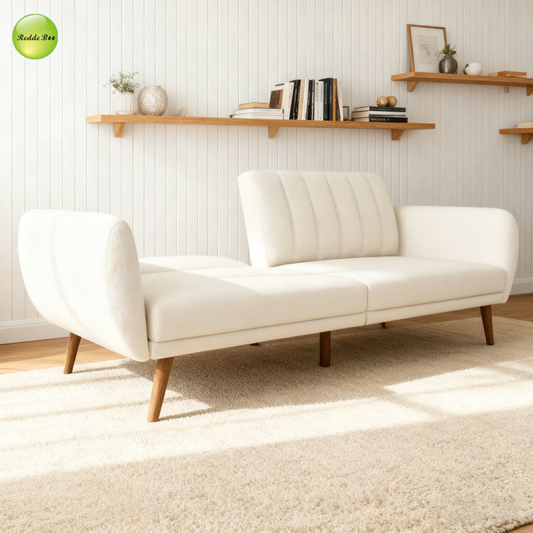 Minimalist Style 3 Seater Linen Fabric Sofa Space-Saving Living Room Furniture Convertible Sleeping Foldable Sofa Bed