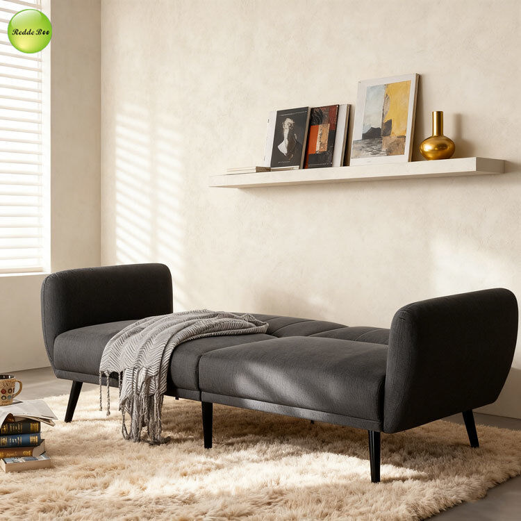 Minimalist Style 3 Seater Linen Fabric Sofa Space-Saving Living Room Furniture Convertible Sleeping Foldable Sofa Bed