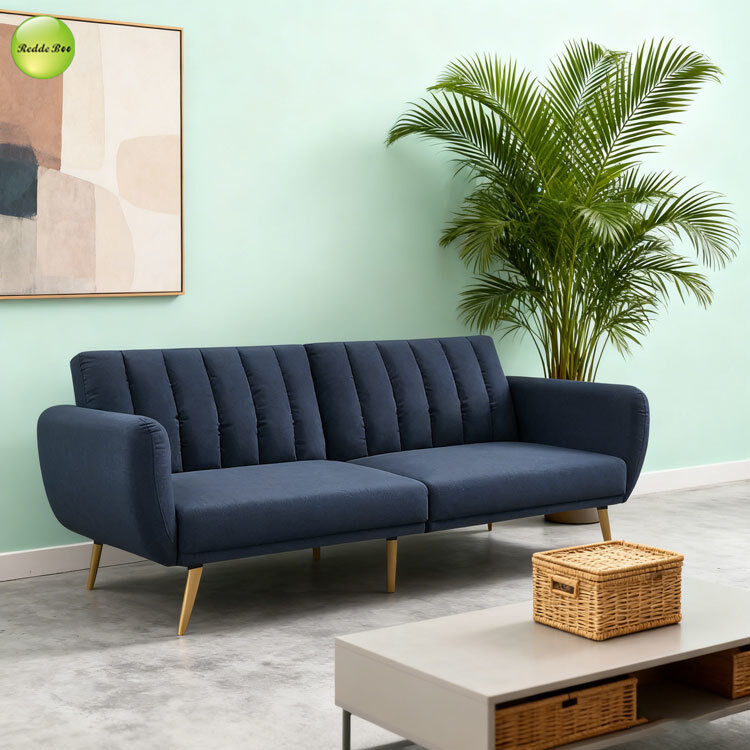 Minimalist Style 3 Seater Linen Fabric Sofa Space-Saving Living Room Furniture Convertible Sleeping Foldable Sofa Bed