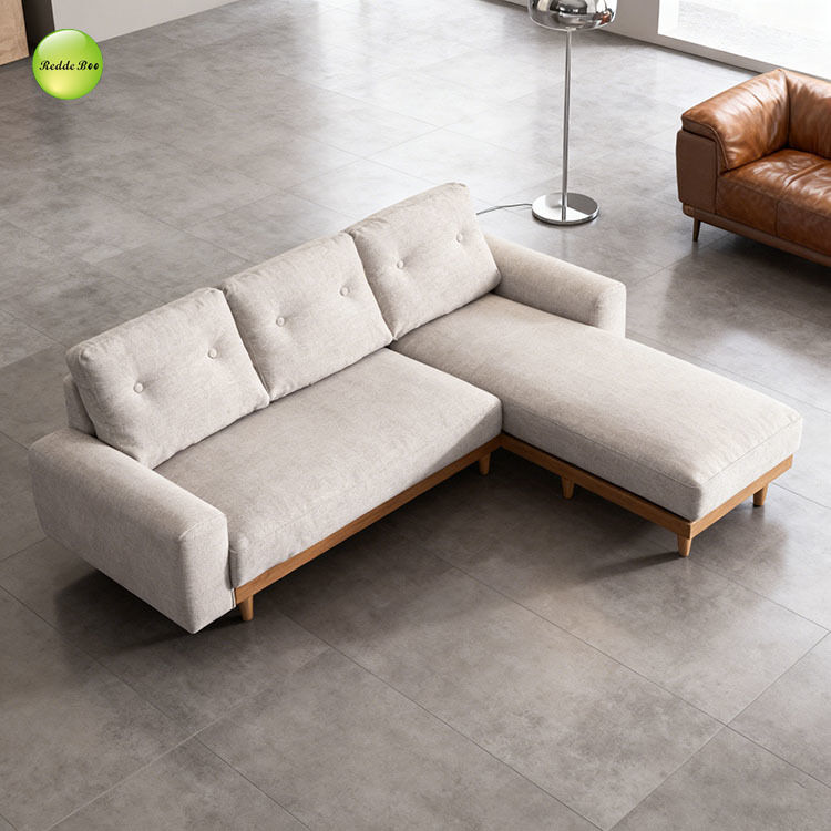 Light Neutral Sectional: Subtle Elegance, Wood Edge – A Smart Choice for Design-Forward Calm Interiors