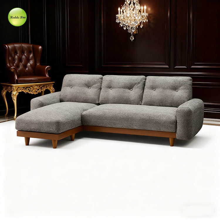 Light Neutral Sectional: Subtle Elegance, Wood Edge – A Smart Choice for Design-Forward Calm Interiors