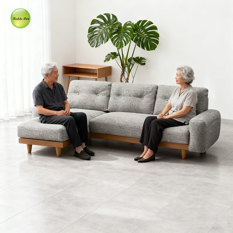 Light Neutral Sectional: Subtle Elegance, Wood Edge – A Smart Choice for Design-Forward Calm Interiors