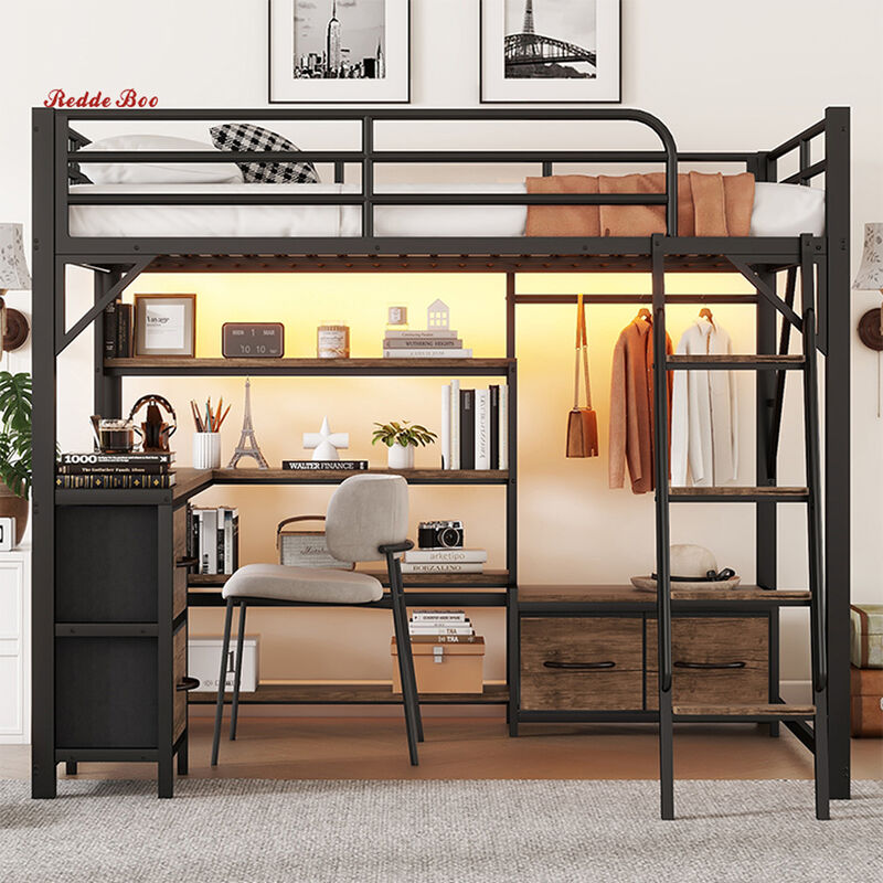 Full Size Metal High Sleeper Loft Bed Multifunctional For Dorms