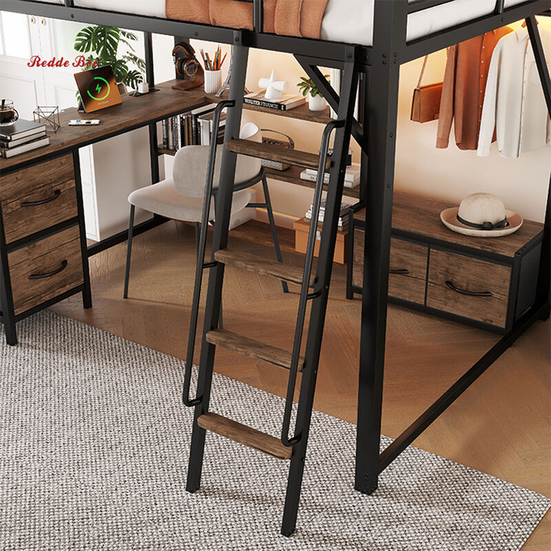 Full Size Metal High Sleeper Loft Bed Multifunctional For Dorms