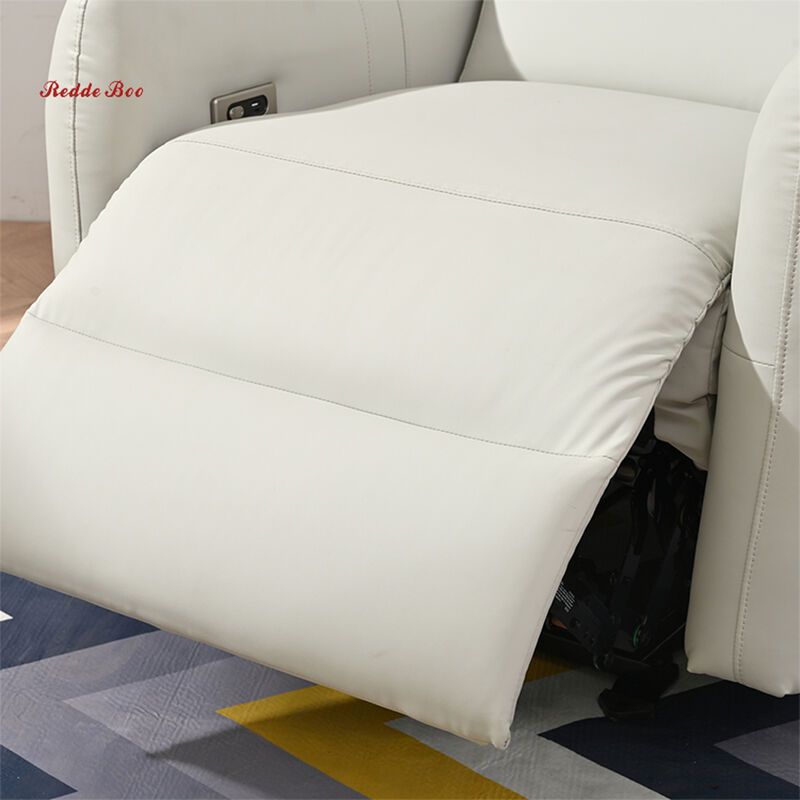 Single USB Electric Recliner Corner Sofa Couch For Living Room Beige Leather