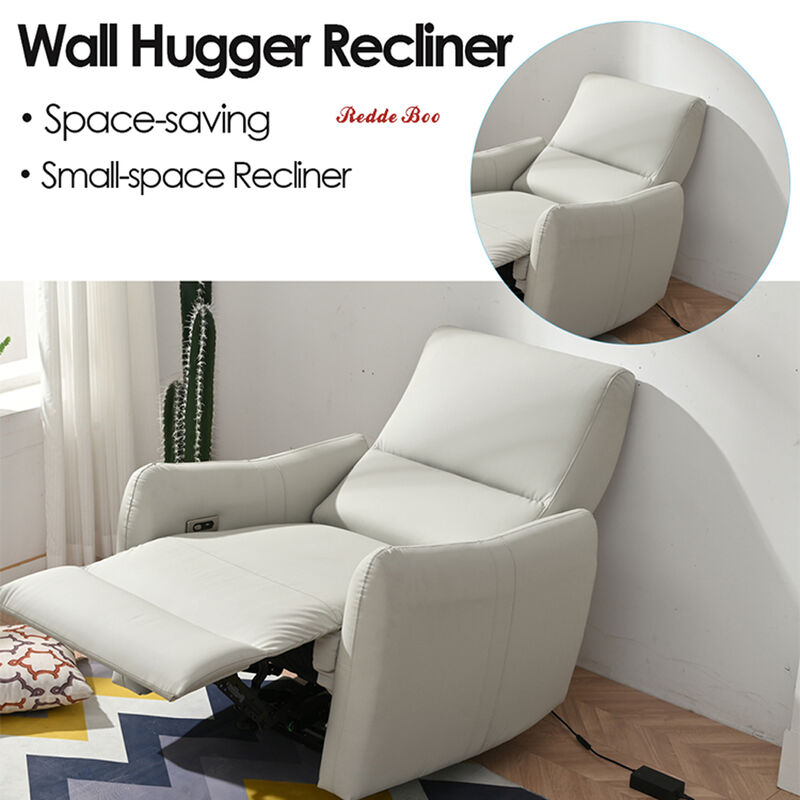 Single USB Electric Recliner Corner Sofa Couch For Living Room Beige Leather