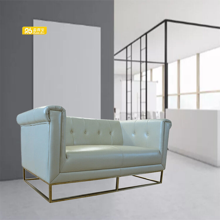 Redde Boo Modern Durable Leather Tufted Sofa for Hotel Lobby Luxury Leather Sofa Couch KR02