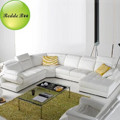 Huge Sectional Top Grain Plush Leather Sofa Couch Recliner Curved Backrest