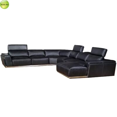 Sectional Premium Black Leather Corner Sofa Furniture Contemporary Stain Resistant