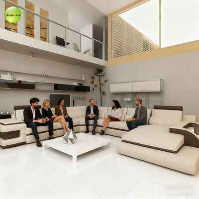 Breathable Leather Sectional Upholstered Corner Sofa Furniture 40D Sponge
