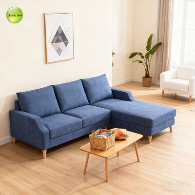 Navy Blue Japandi Washable Couch Sectional Velvet Modular Sofa