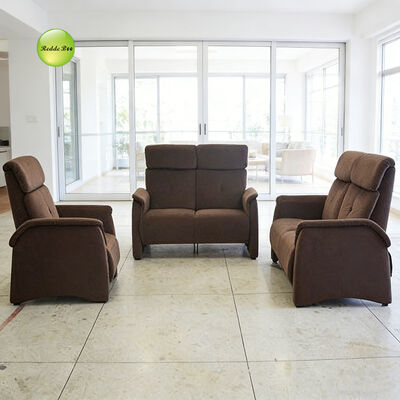 Brown Fabric Recliner Set: Manual Recline, High Backrest – Ideal for Cozy Traditional Living Spaces